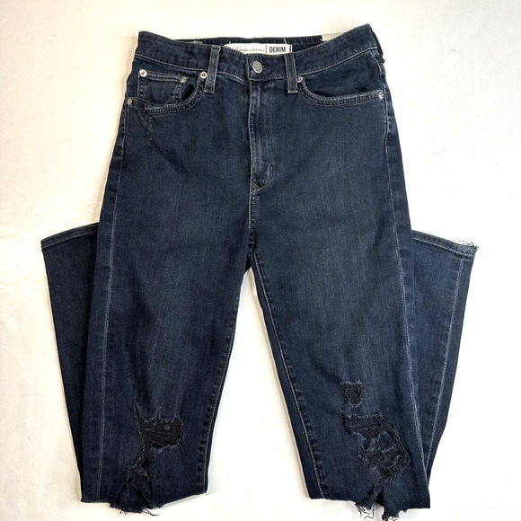 Lovers + Friends Mason Skinny Jeans Sz 26 High Rise Blue Denim Distressed *Flaw - Picture 1 of 13